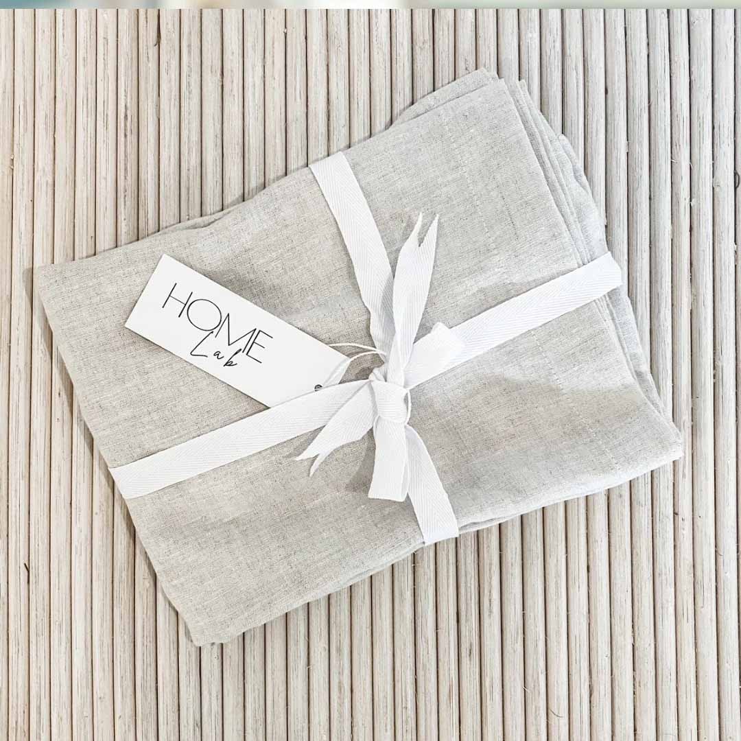 Home Lab 100% French Flax Linen Napkin Set Of 4